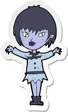 Bir insan tarafından çizilmiş vampir bir kızın çıkartması.