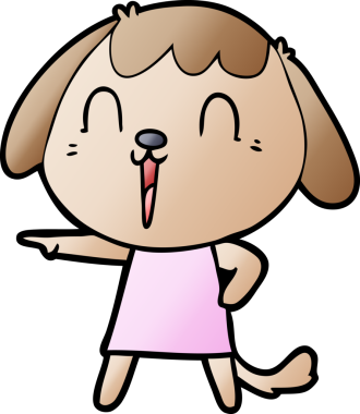 Bir insan tarafından çizilmiş şirin bir çizgi film köpeği.