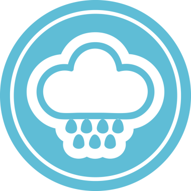 Bir insan tarafından çizilmiş yağmur bulutu dairesel simgesi