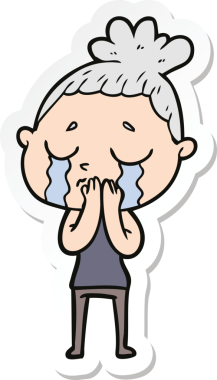 Bir insan tarafından çizilmiş ağlayan bir karikatür çıkartması.