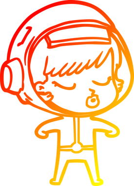 Bir insan tarafından çizilmiş güzel astronot bir kızın sıcak çizgi çizimi