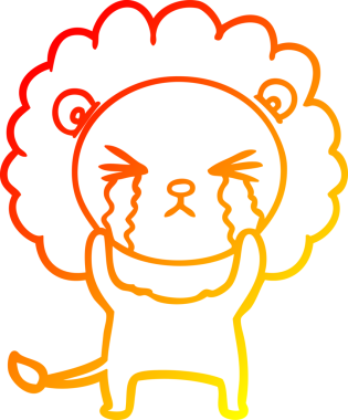 Bir insan tarafından çizilmiş, ağlayan bir aslanın çizgi çizimi.