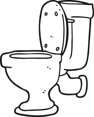 Bir insan tarafından çizilmiş siyah beyaz bir tuvalet.