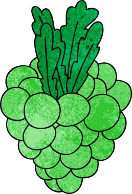 Bir insan tarafından çizilmiş garip bir üzüm demeti.