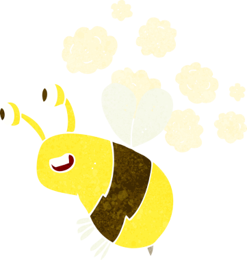 Bir insan tarafından çizilmiş mutlu bir arı.