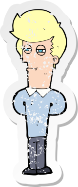 Bir insan tarafından çizilmiş bezgin bir adamın retro sıkıntılı çıkartması.