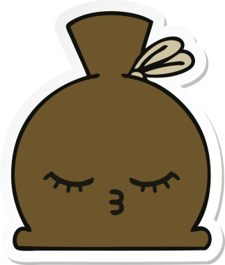 Bir insan tarafından çizilmiş şirin bir karikatür çuvalı.