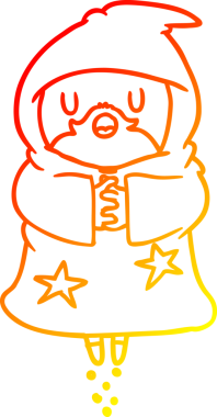 Bir insan tarafından çizilmiş yüzen bir büyücünün sıcak çizgi çizimi