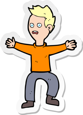 Bir insan tarafından çizilen panikleyen bir karikatürcünün çıkartması.