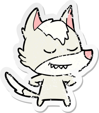 Bir insan tarafından çizilmiş dost canlısı bir kurdun sıkıntılı çıkartması.