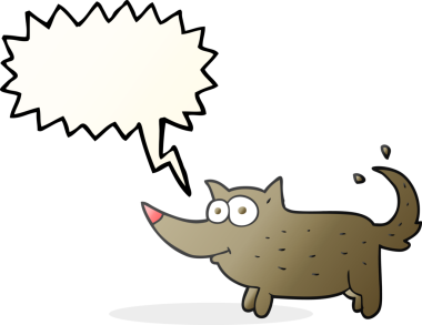 Bir insan tarafından çizilmiş serbest konuşma balonu karikatürü köpek kuyruğu