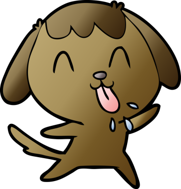 Bir insan tarafından çizilmiş şirin bir çizgi film köpeği.