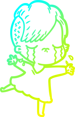 Bir insan tarafından çizilmiş ağlayan bir çizgi film kızı çizimi.