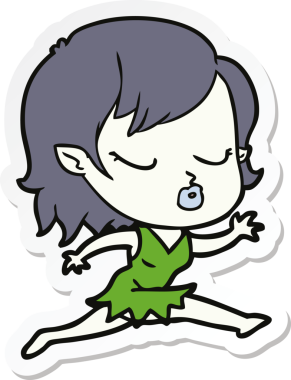 Bir insan tarafından çizilmiş şirin bir vampir kızın çıkartması.