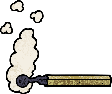 Bir insan tarafından çizilmiş karikatür yanmış kibrit.