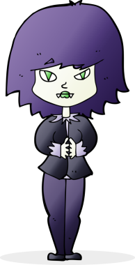 Bir insan tarafından çizilmiş vampir kadın çizgi filmi.