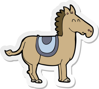 Bir insan tarafından çizilmiş bir eşeğin çıkartması.