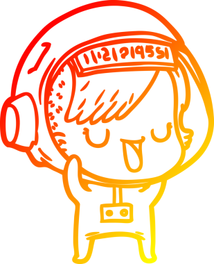 Bir insan tarafından çizilmiş bir astronot kadın çizgi çizimi.