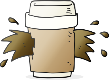 Bir insan tarafından çizilmiş el yapımı patlayan kahve fincanı.