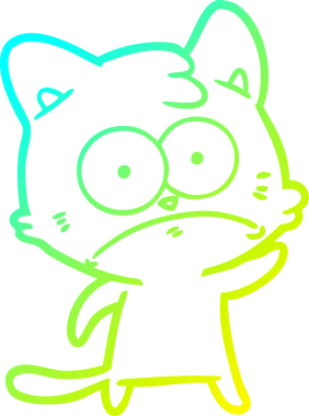 İnsan tarafından çizilmiş bir çizgi film çizimi. Sinirli bir kedi.