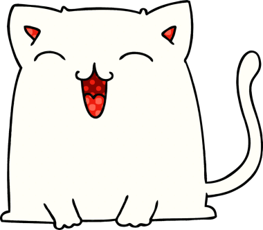 Bir insan tarafından çizilmiş çizgi roman tarzı tuhaf bir kedi.