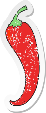 Bir insan tarafından çizilmiş kırmızı biber çizgi filminin gerilimli yapıştırması.