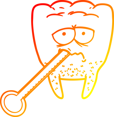 Bir insan tarafından çizilmiş sağlıksız bir dişin sıcak çizgi çizimi