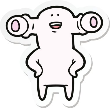 Bir insan tarafından çizilmiş dost canlısı bir uzaylı çizgi film çıkartması.