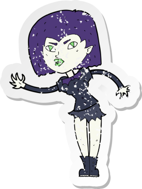 Bir insan tarafından çizilmiş vampir bir kızın gerilimli çıkartması.