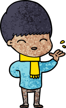 Bir insan tarafından çizilmiş mutlu çizgi film çocuğu.