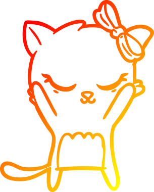 Bir insan tarafından çizilmiş sevimli bir çizgi film kedisinin sıcak çizgi çizimi