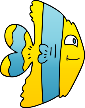 bir insan tarafından çizilmiş gölgelenmiş garip karikatür balığı.