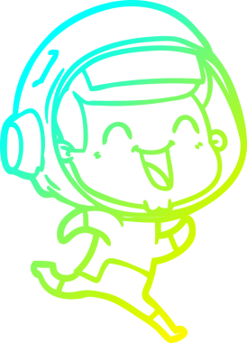 Bir insan tarafından çizilmiş mutlu bir astronotun soğuk gradyan çizimi.