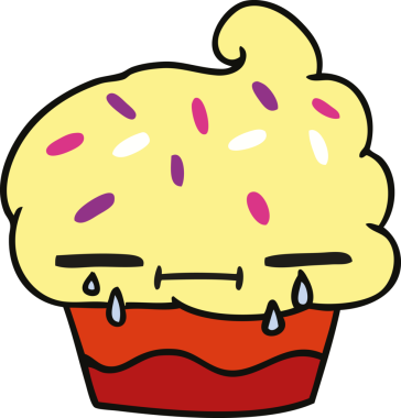 Bir insan tarafından çizilmiş ağlayan kekin serbest çizimi.