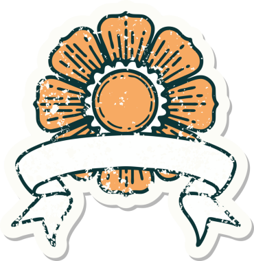 Bir insan tarafından çizilmiş çiçeğin bayrağını taşıyan eski bir etiket.