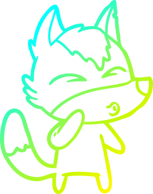 Bir insan tarafından çizilmiş bir kurt çizgi filminin soğuk gradyan çizimi