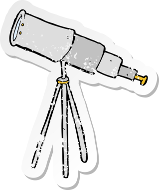 Bir insan tarafından çizilmiş karikatür teleskopunun gerilimli yapıştırması.