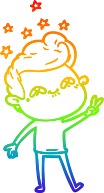 Gökkuşağı gradyanı çizimi bir insan tarafından çizilmiş heyecanlı bir çizgi film