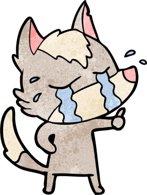 Bir insan tarafından çizilmiş ağlayan kurt çizgi filmi.