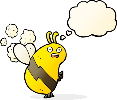 Bir insan tarafından çizilmiş düşünce balonlu komik çizgi film arısı.