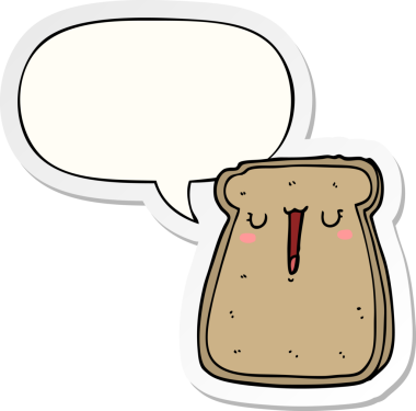 Bir insan tarafından çizilmiş konuşma balonu çıkartmalı çizgi film tostu.