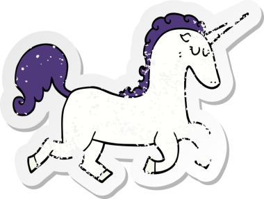 Bir insan tarafından çizilmiş tek boynuzlu atın sıkıntılı çıkartması.