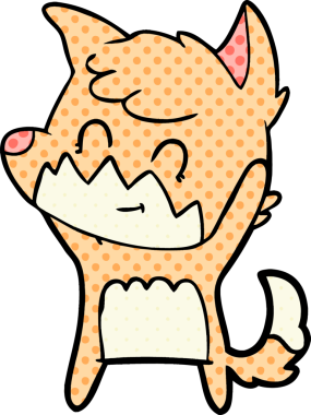 Bir insan tarafından çizilmiş çizgi film dostu tilki.