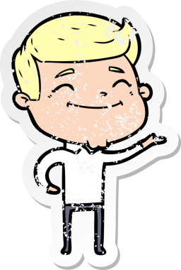 Bir insan tarafından çizilmiş mutlu bir çizgi film karakterinin sıkıntılı çıkartması.