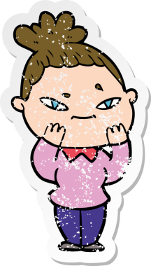 Bir insan tarafından çizilmiş karikatür bir kadının sıkıntılı çıkartması.