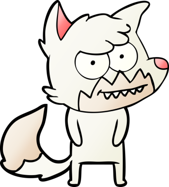 Bir insan tarafından çizilmiş sırıtan tilki çizgi filmi.