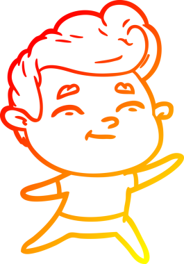 Bir insan tarafından çizilmiş mutlu bir çizgi film karakteri çizimi.