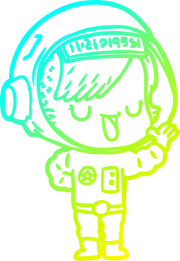 Bir insan tarafından çizilmiş soğuk gradyan çizgili astronot kadın çizimi.