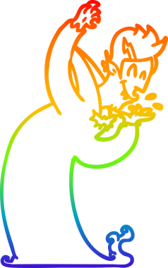 Gökkuşağı gradyan çizimi bir insan tarafından çizilmiş bir vampir çizgi filmi.