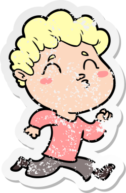 Bir insan tarafından çizilmiş karikatür adamın sıkıntılı çıkartması.